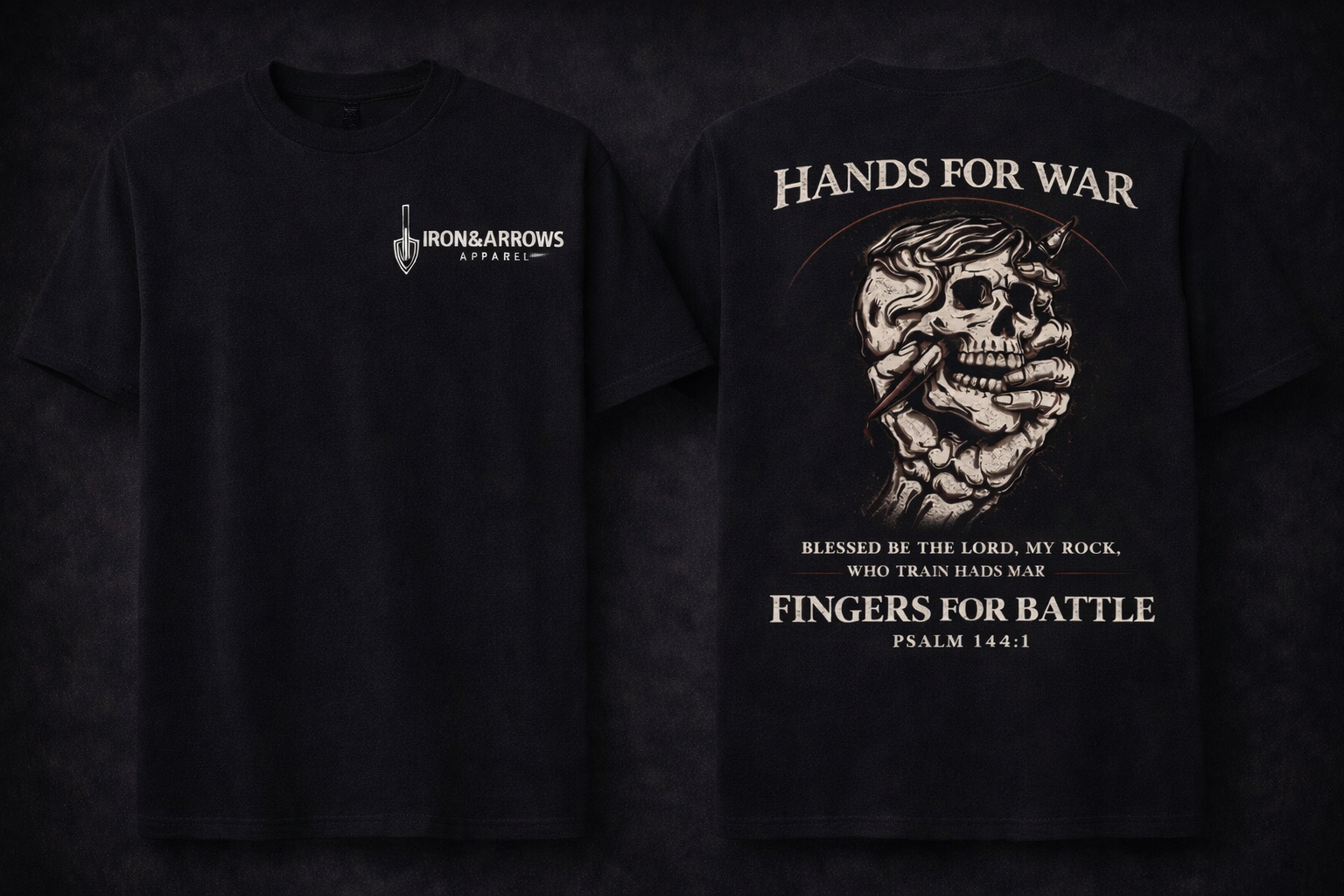 Hands for War Tee - Psalm 144:1 (Black)