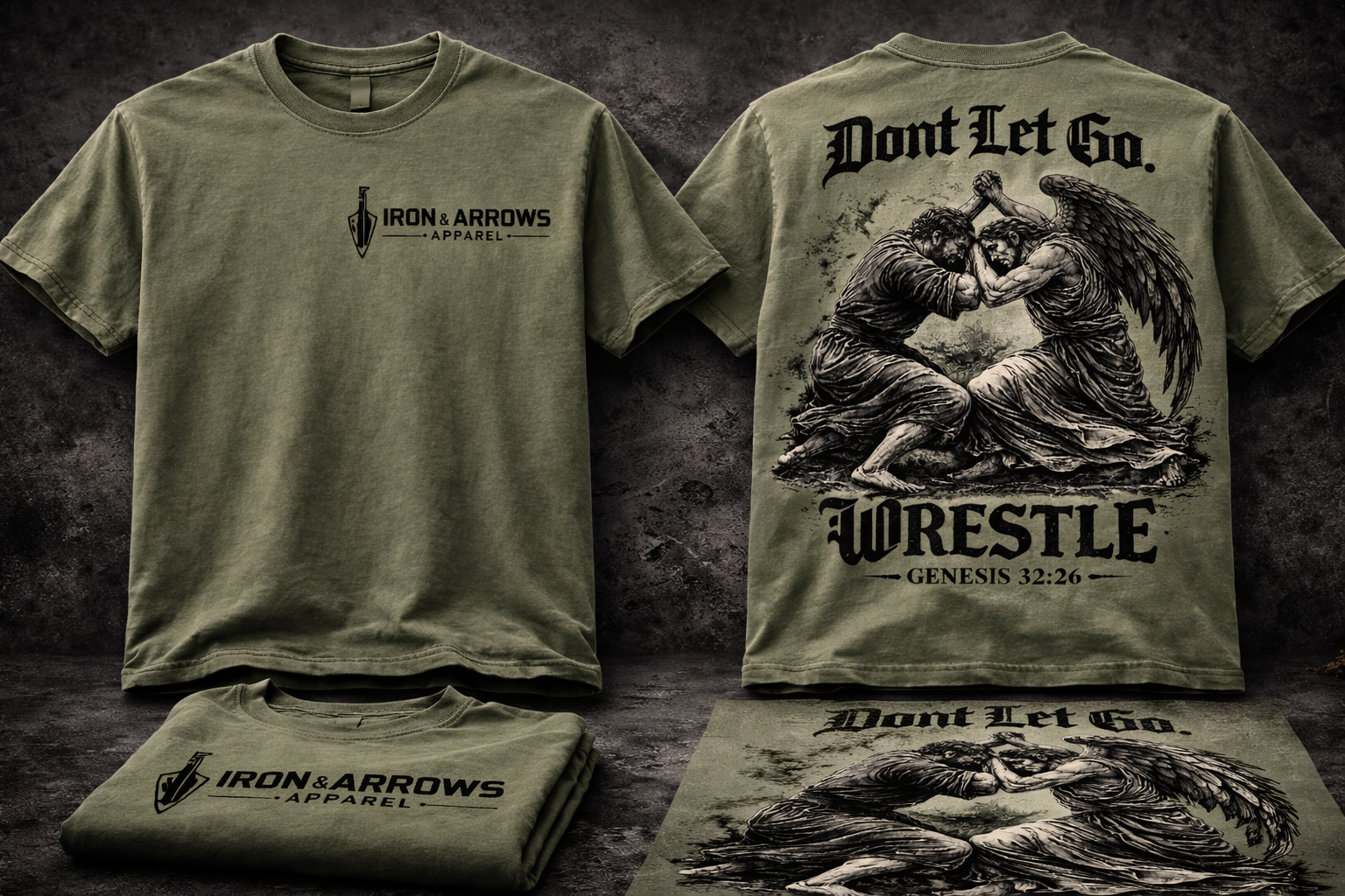 Wrestle Tee - Genesis 32:36 (Military Green)